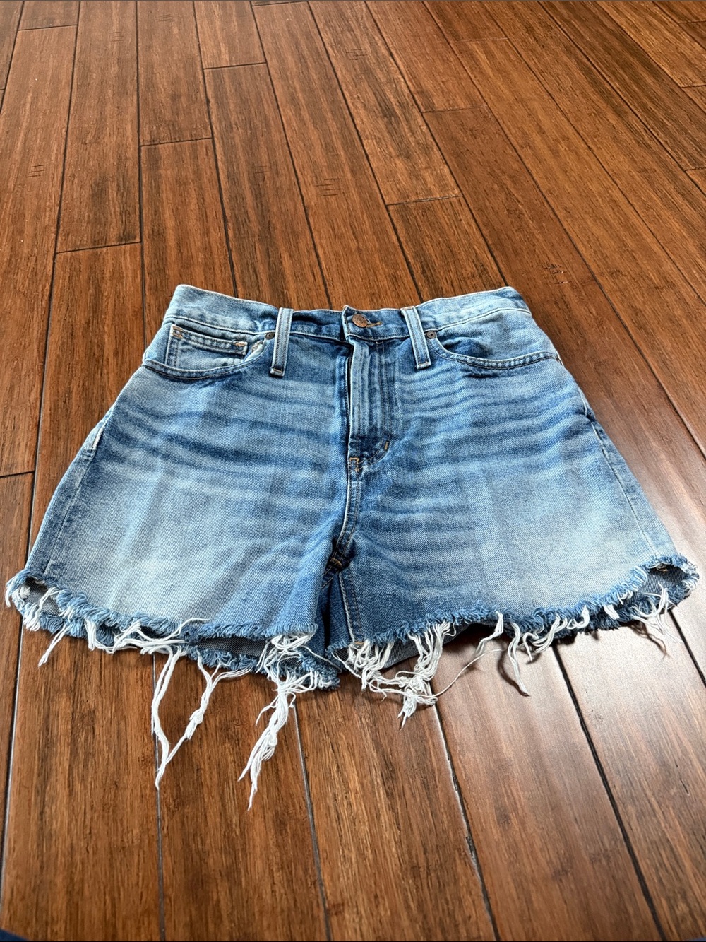 Madewell Light Wash Distressed Denim Cutoff Shorts